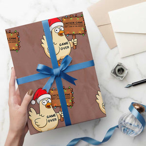 Chicken Game Christmas Wrapping Paper Roll Funny Do Not Look At The Chicken TS14 Mocha Print Your Wear