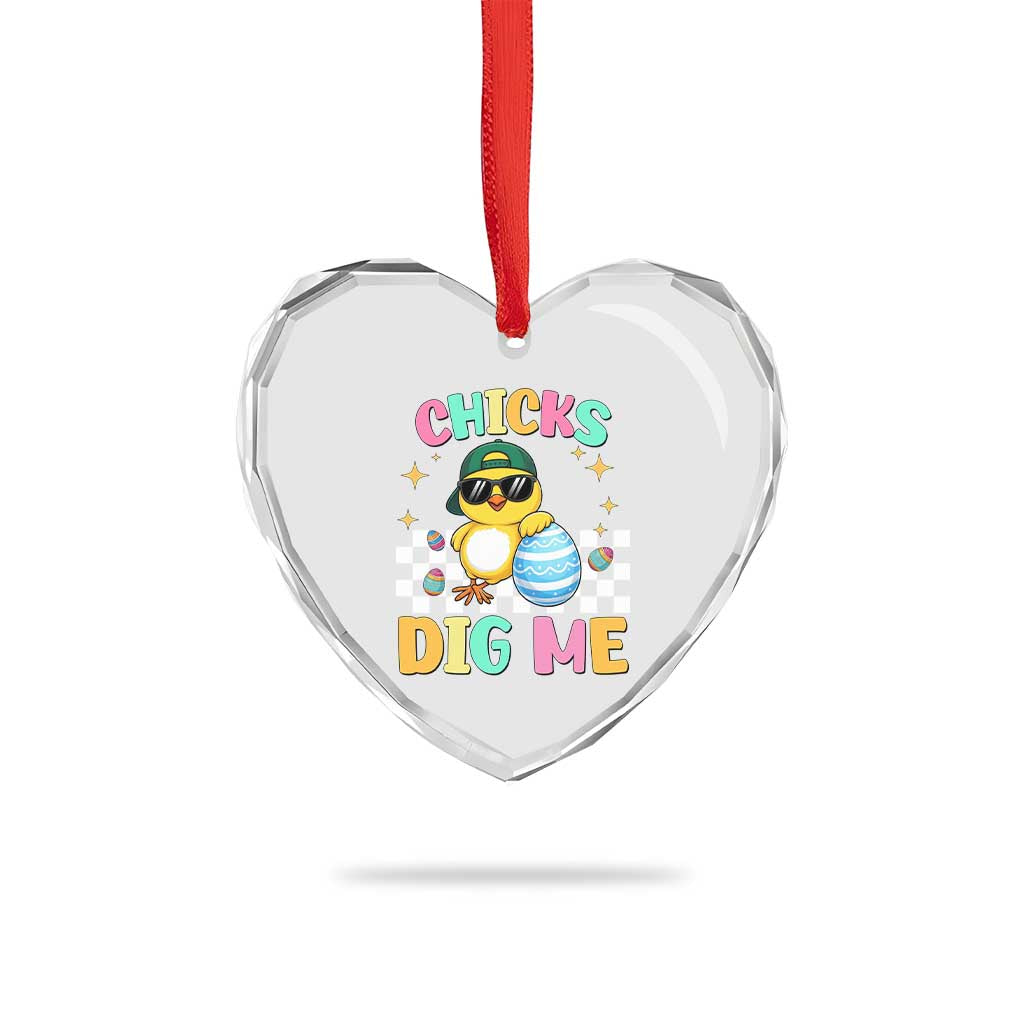 Chicks Dig Me Heart Crystal Glass Ornament Funny Easter Chick TS14 Print Your Wear