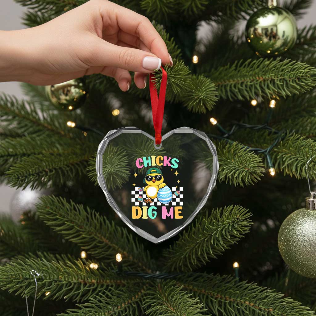 Chicks Dig Me Heart Crystal Glass Ornament Funny Easter Chick TS14 Print Your Wear