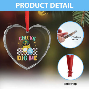 Chicks Dig Me Heart Crystal Glass Ornament Funny Easter Chick TS14 Print Your Wear