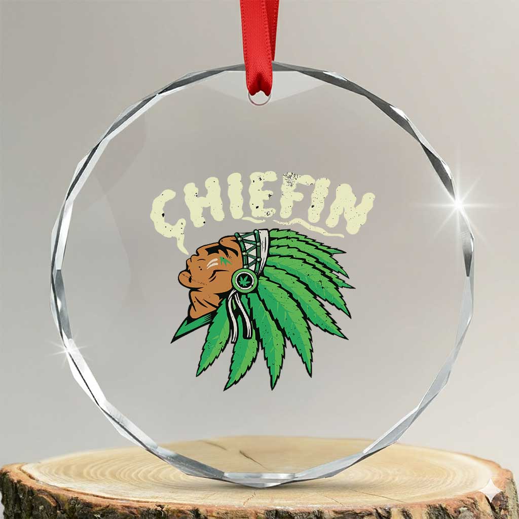 Chiefin Weed Smoking Crystal Glass Ornament Funny 420 Cannabis Pot THC Smoker TS02 Transparent Glass 3'' Circle Print Your Wear