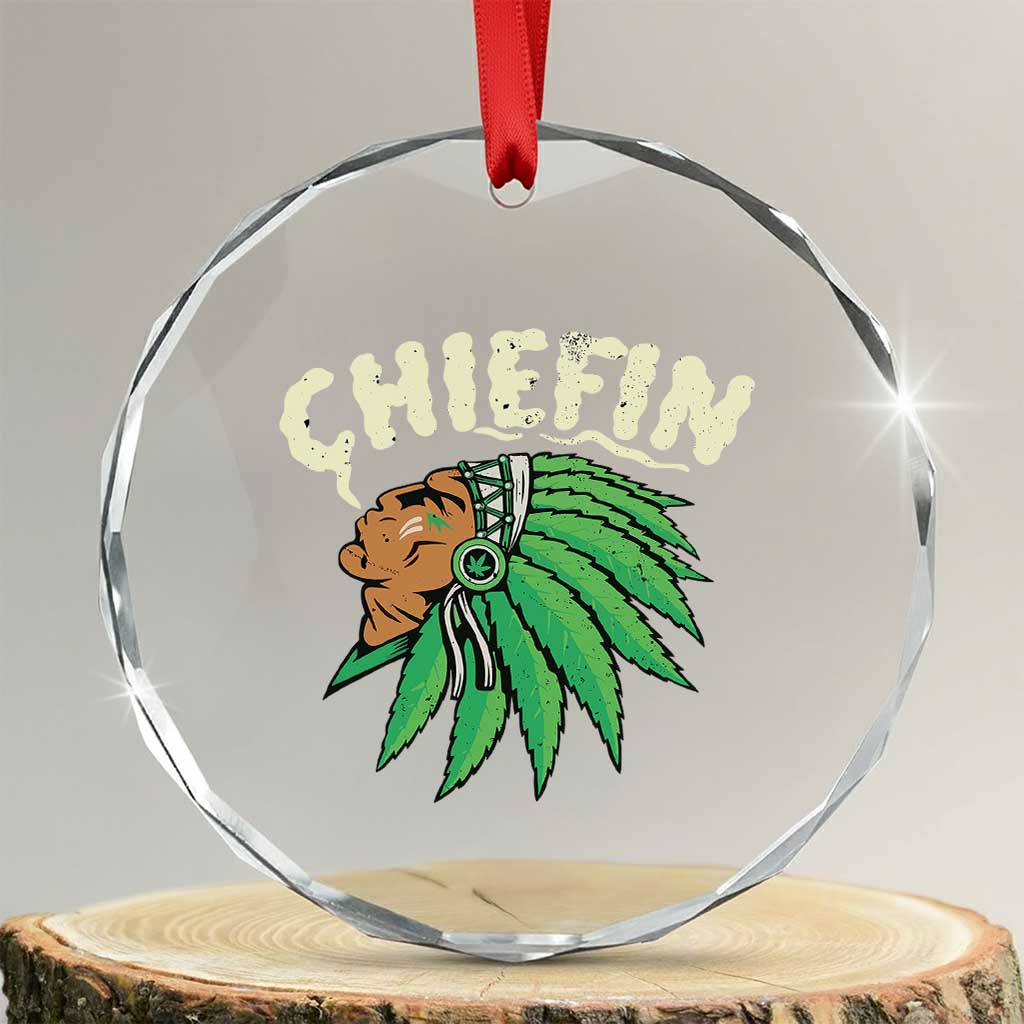 Chiefin Weed Smoking Crystal Glass Ornament Funny 420 Cannabis Pot THC Smoker TS02 Transparent Glass 3'' Circle Print Your Wear