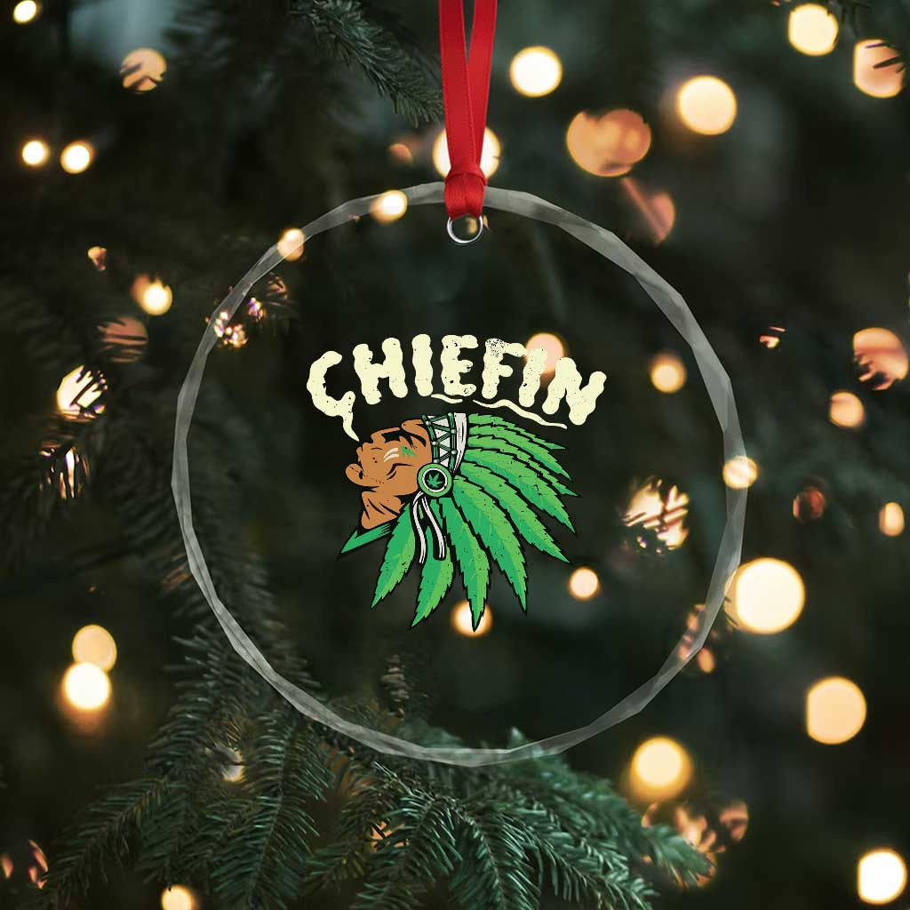Chiefin Weed Smoking Crystal Glass Ornament Funny 420 Cannabis Pot THC Smoker TS02 Print Your Wear