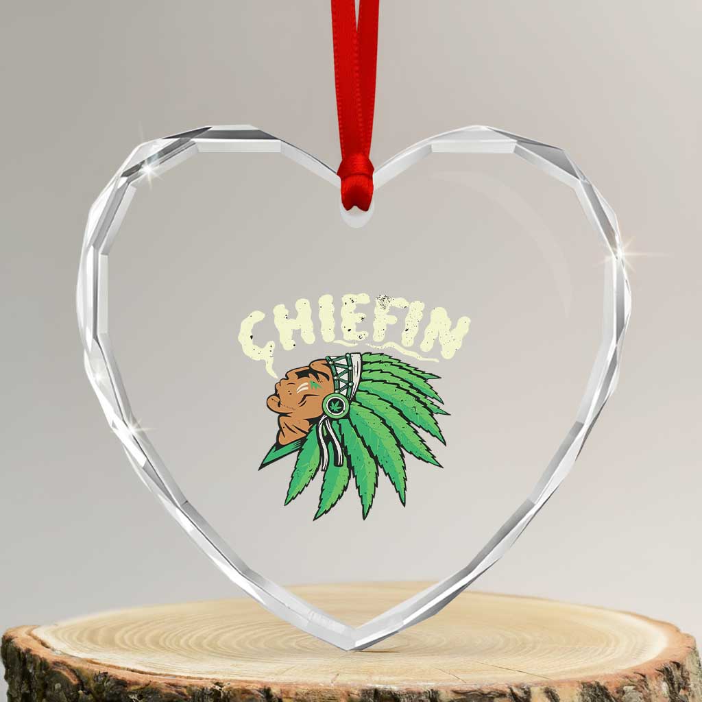 Chiefin Weed Smoking Heart Crystal Glass Ornament Funny 420 Cannabis Pot THC Smoker TS02 Transparent Glass 3'' Heart Print Your Wear