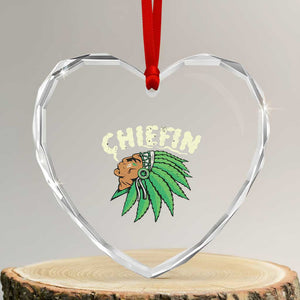 Chiefin Weed Smoking Heart Crystal Glass Ornament Funny 420 Cannabis Pot THC Smoker TS02 Transparent Glass 3'' Heart Print Your Wear