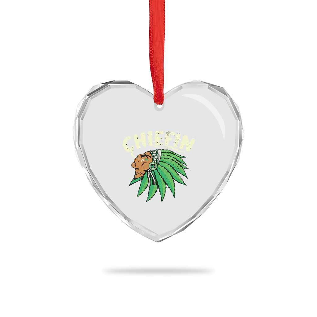 Chiefin Weed Smoking Heart Crystal Glass Ornament Funny 420 Cannabis Pot THC Smoker TS02 Print Your Wear