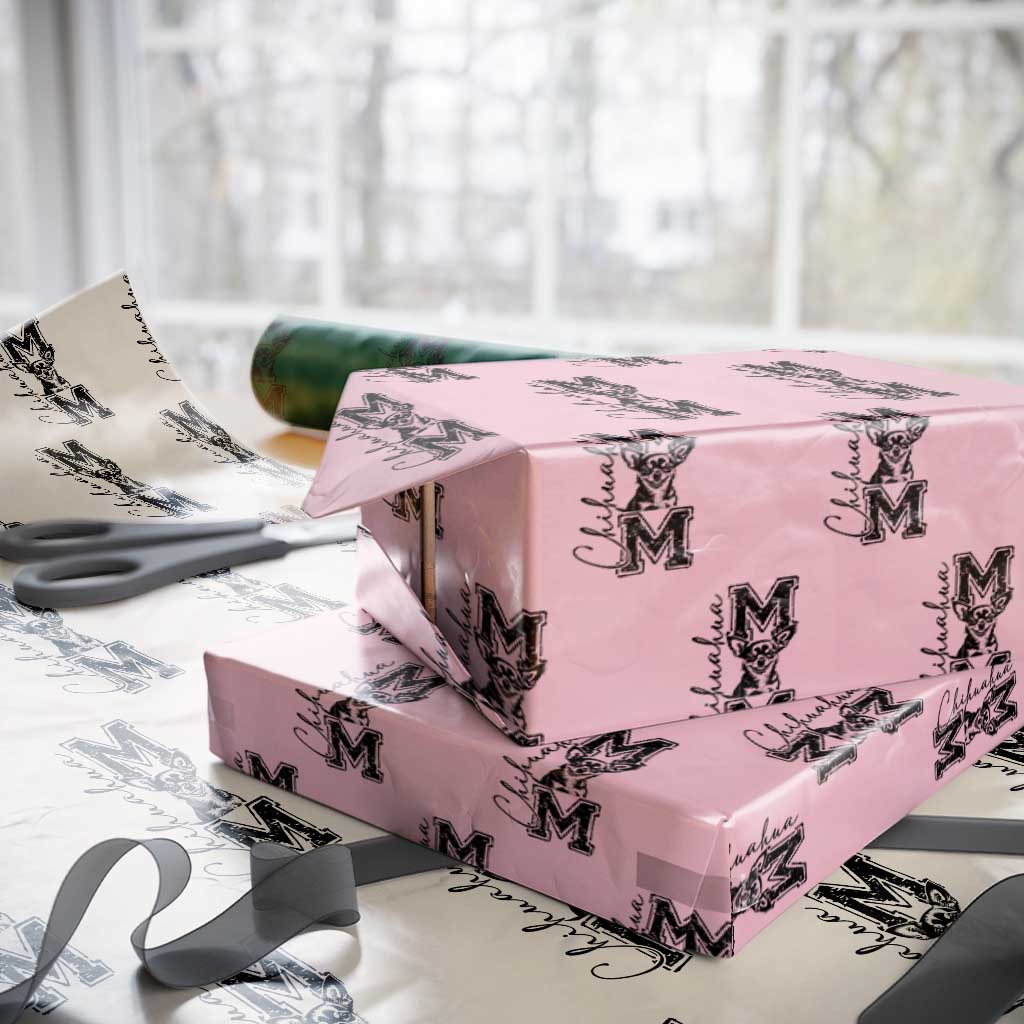 Chihuahua Mom Gift Wrapping Paper Roll Mothers Day Dog Lover TS12 Light Pink Print Your Wear