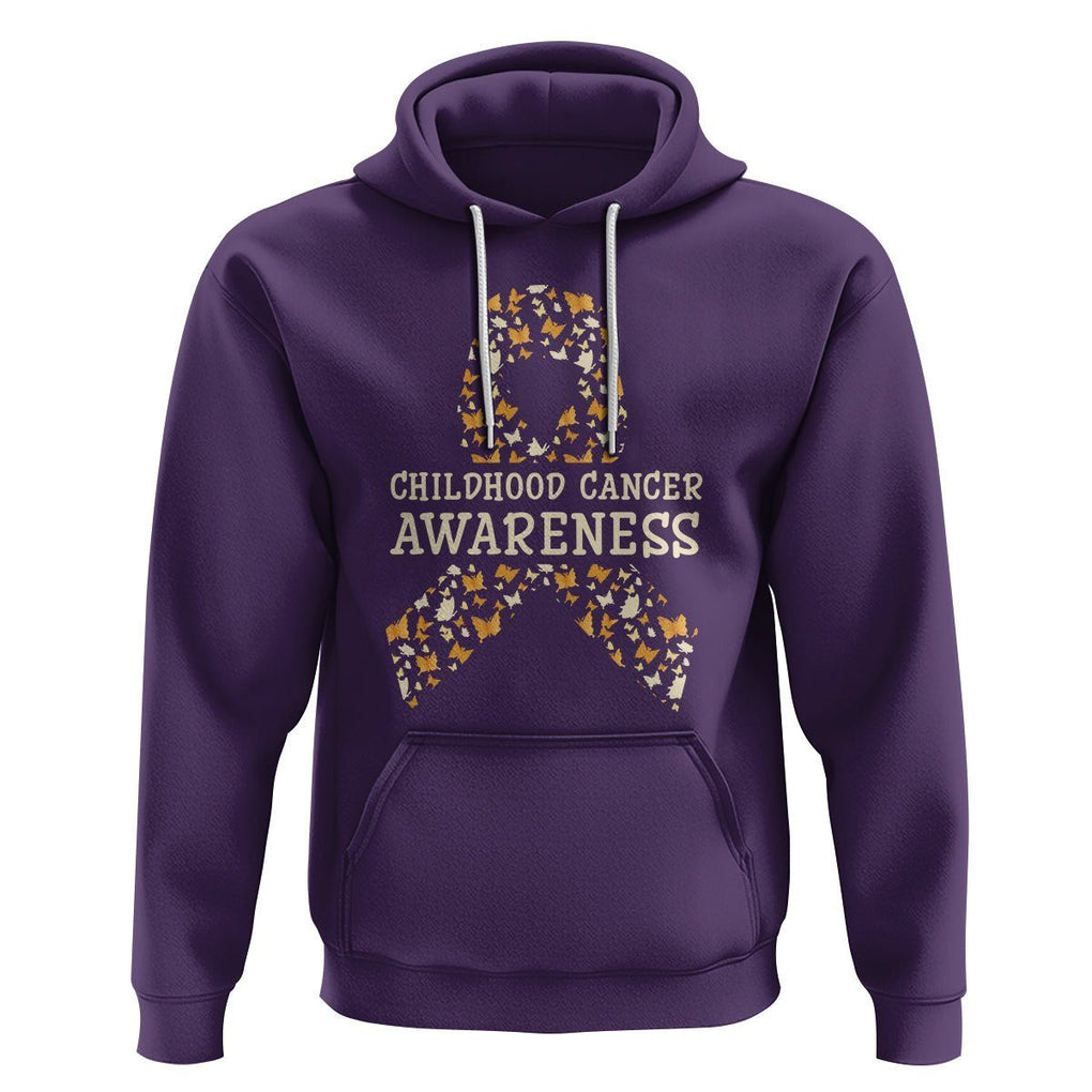 Childhood Cancer Awareness Hoodie Butterfly Gold Ribbon Support Raise TS02 Purple Printyourwear