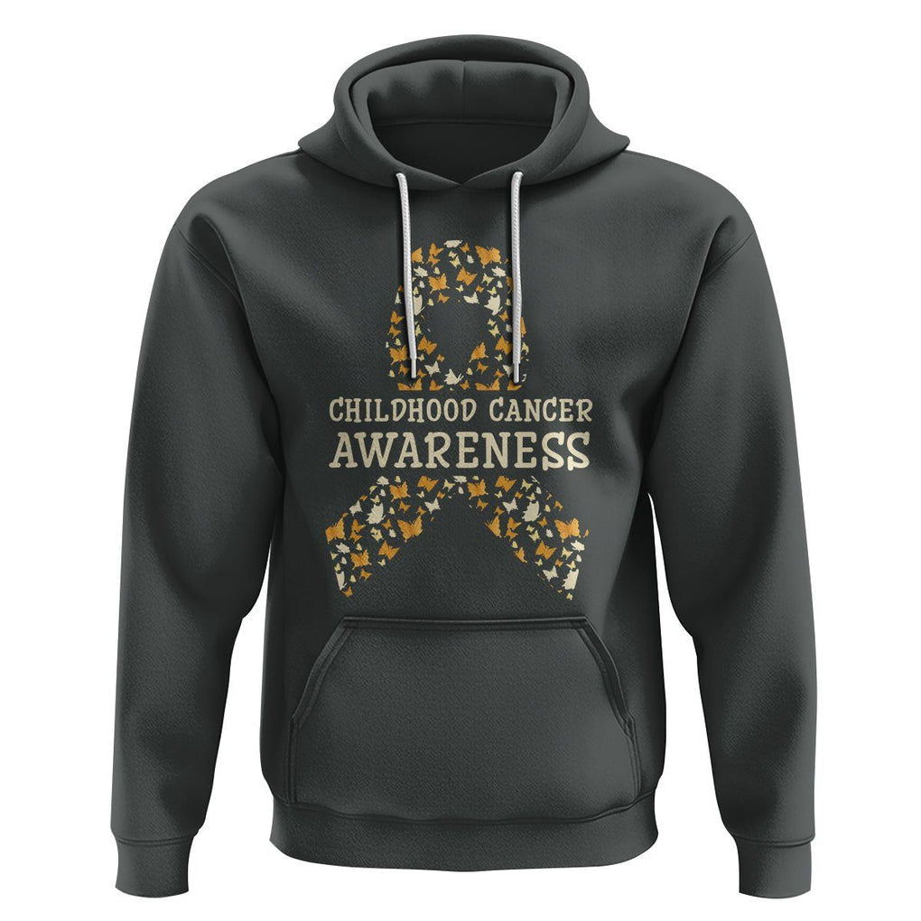 Childhood Cancer Awareness Hoodie Butterfly Gold Ribbon Support Raise TS02 Dark Heather Printyourwear