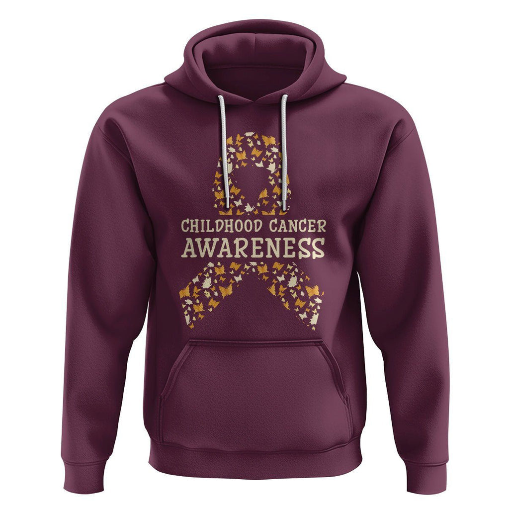 Childhood Cancer Awareness Hoodie Butterfly Gold Ribbon Support Raise TS02 Maroon Printyourwear