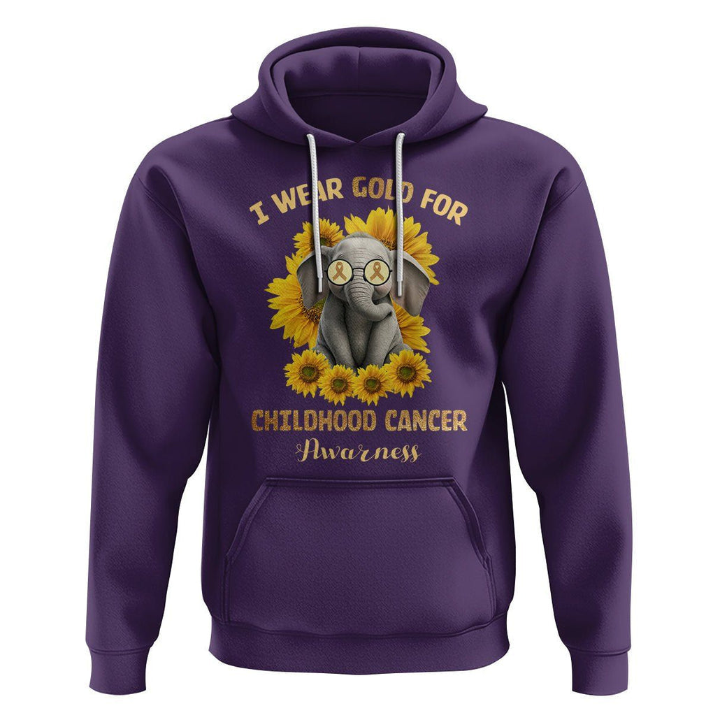 Childhood Cancer Awareness Hoodie Flowers Elephant I Wear Gold For TS02 Purple Printyourwear