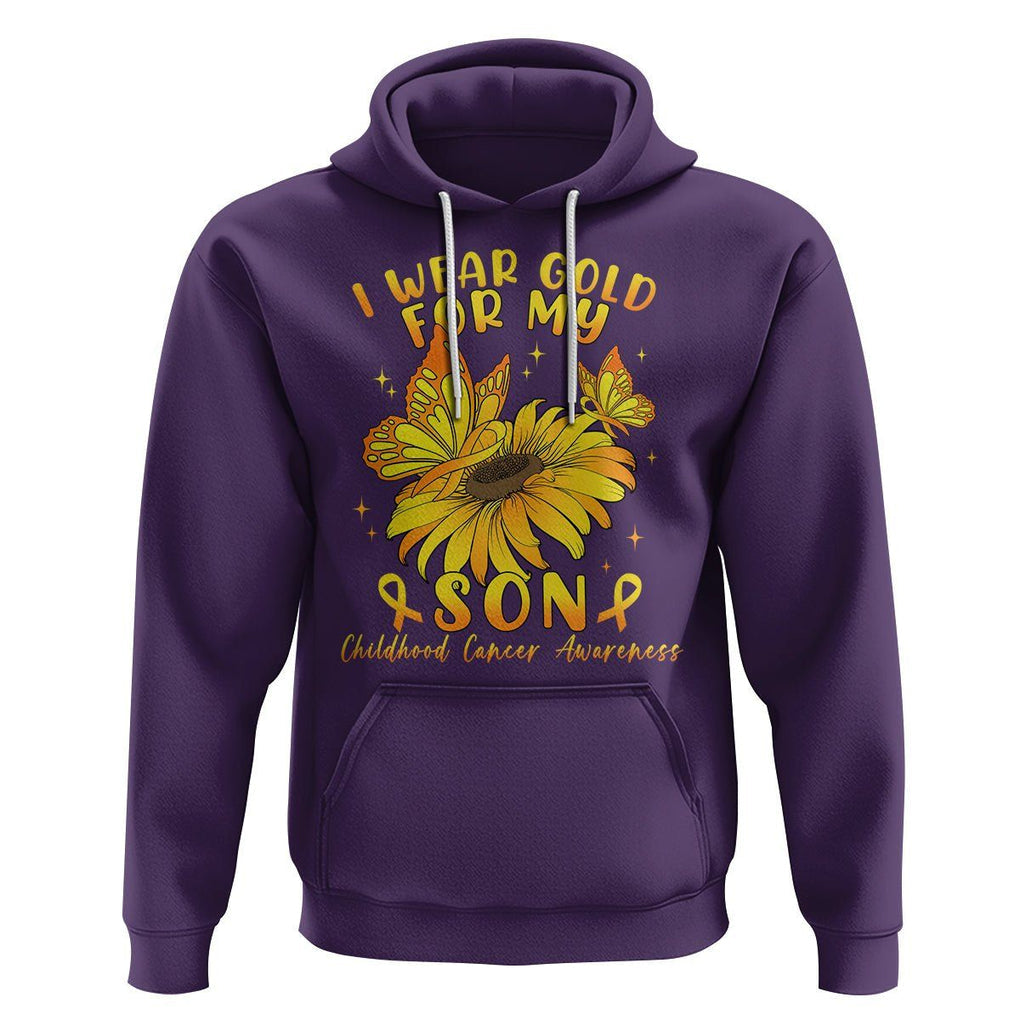 Childhood Cancer Awareness Hoodie I Wear Gold For My Son Sunflower TS02 Purple Printyourwear
