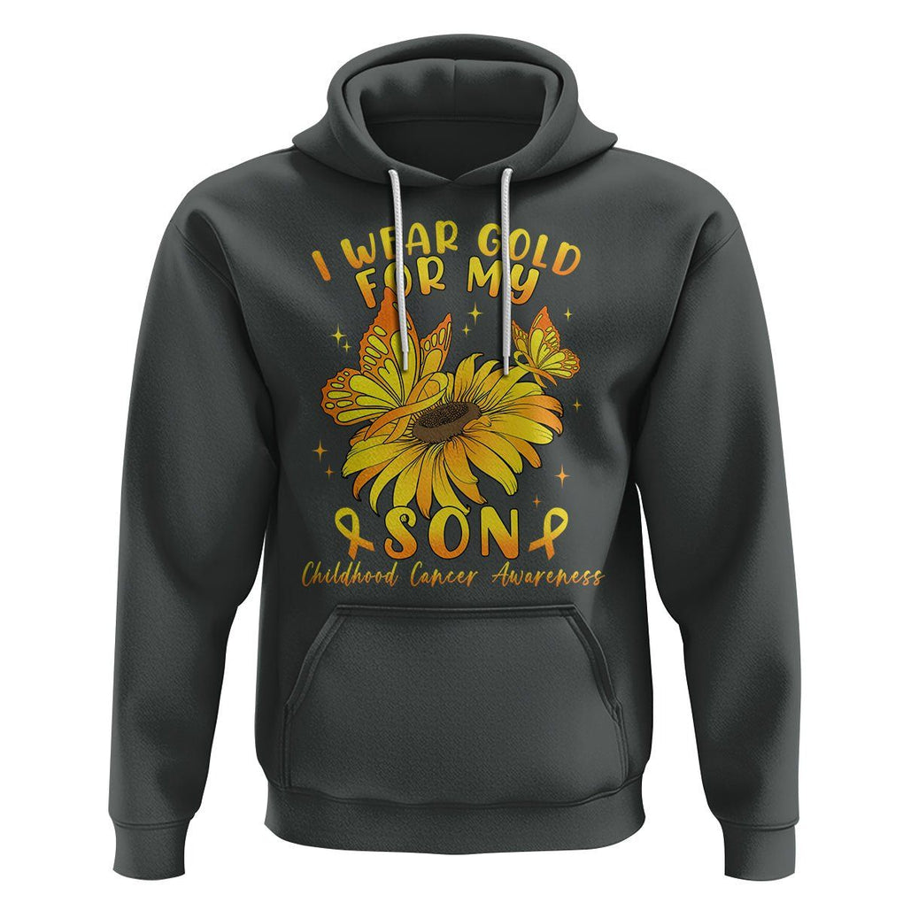 Childhood Cancer Awareness Hoodie I Wear Gold For My Son Sunflower TS02 Dark Heather Printyourwear