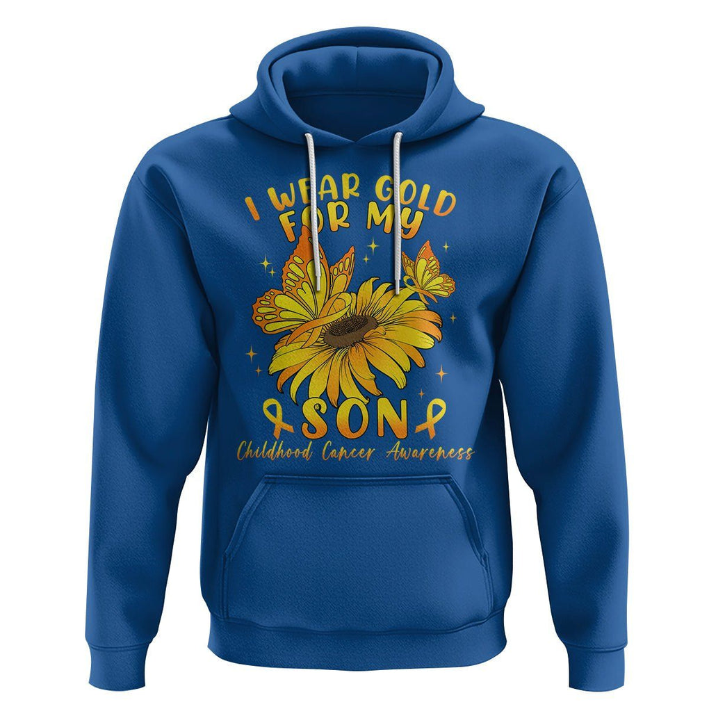 Childhood Cancer Awareness Hoodie I Wear Gold For My Son Sunflower TS02 Royal Blue Printyourwear