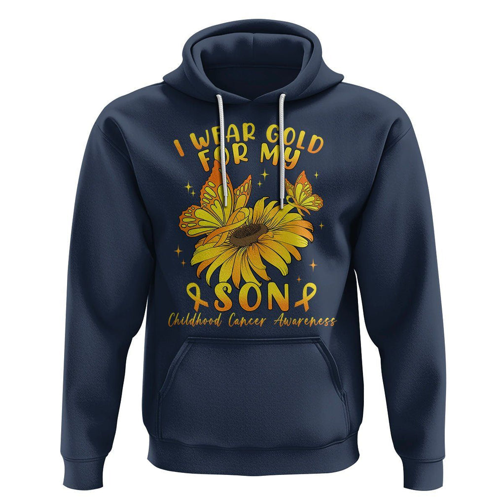 Childhood Cancer Awareness Hoodie I Wear Gold For My Son Sunflower TS02 Navy Printyourwear