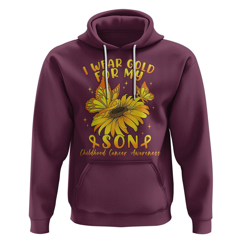 Childhood Cancer Awareness Hoodie I Wear Gold For My Son Sunflower TS02 Maroon Printyourwear