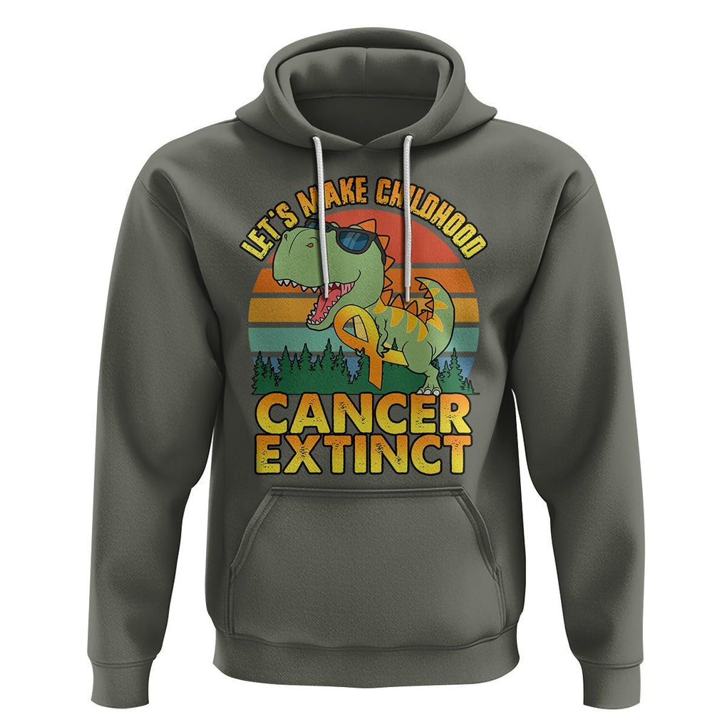 Childhood Cancer Awareness Hoodie Make Extinct Dinosaur Pediatric Cancer TS02 Military Green Printyourwear