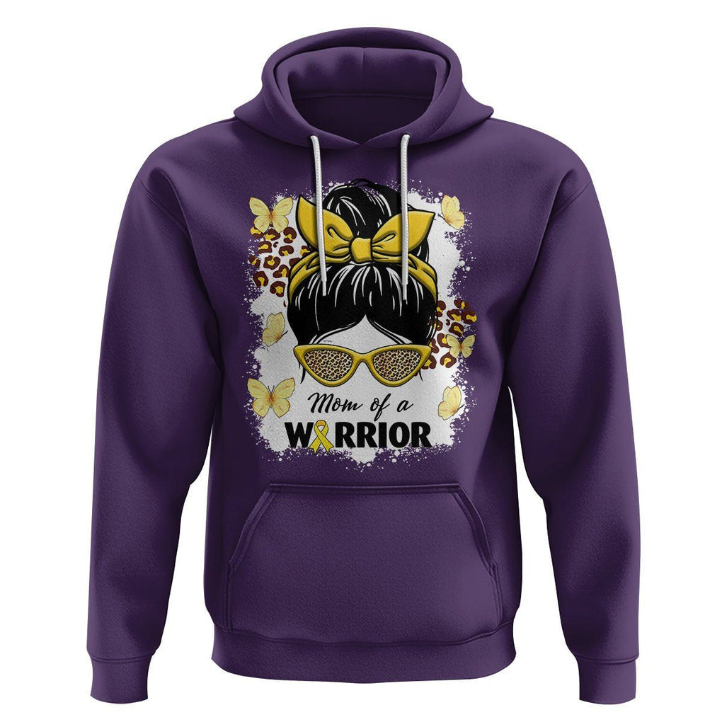 Childhood Cancer Awareness Hoodie Mom Of A Warrior Messy Bun Gold Ribbon Support Squad TS02 Purple Printyourwear