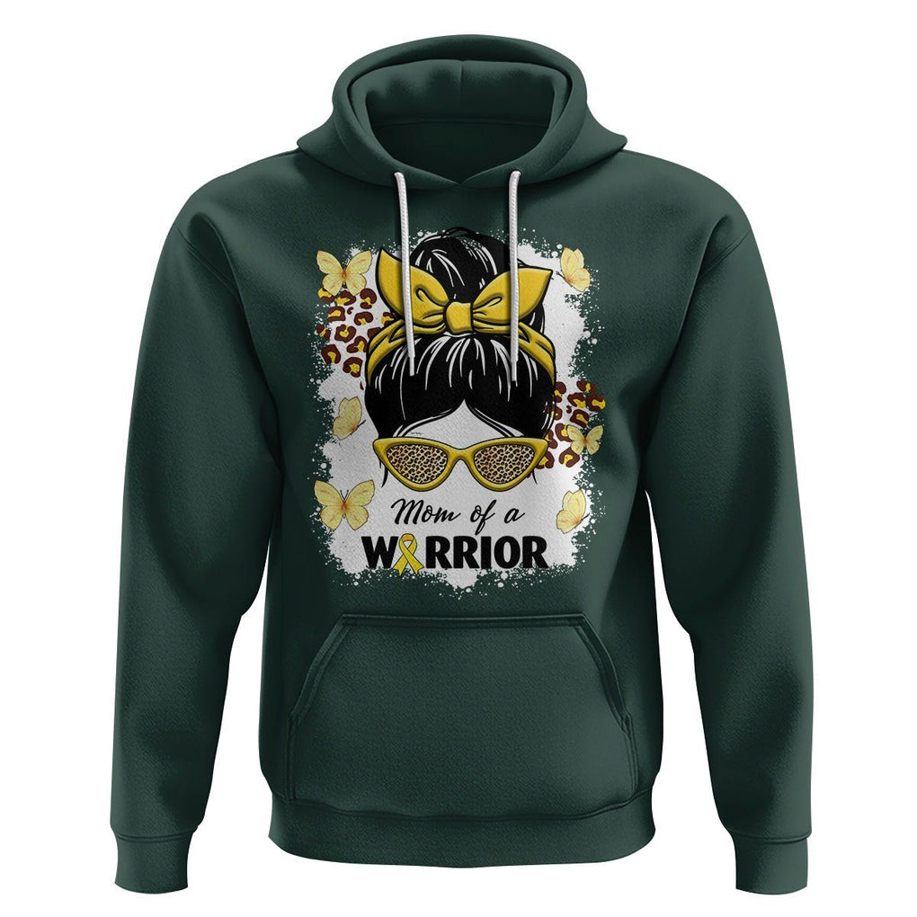Childhood Cancer Awareness Hoodie Mom Of A Warrior Messy Bun Gold Ribbon Support Squad TS02 Dark Forest Green Printyourwear