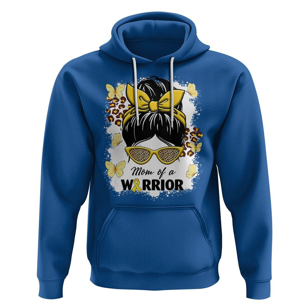 Childhood Cancer Awareness Hoodie Mom Of A Warrior Messy Bun Gold Ribbon Support Squad TS02 Royal Blue Printyourwear