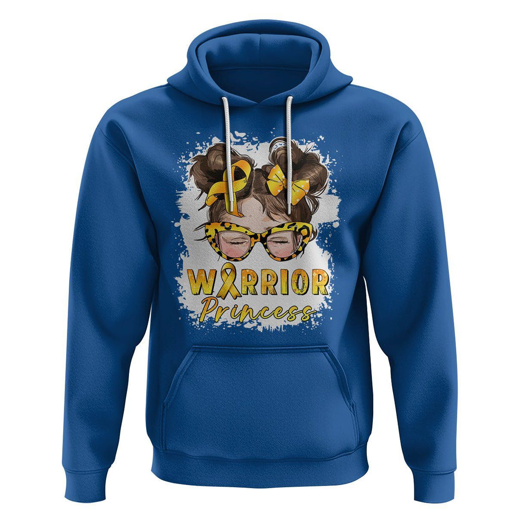 Childhood Cancer Awareness Hoodie Warrior Princess Gold Ribbon Messy Bun Girl TS02 Royal Blue Printyourwear