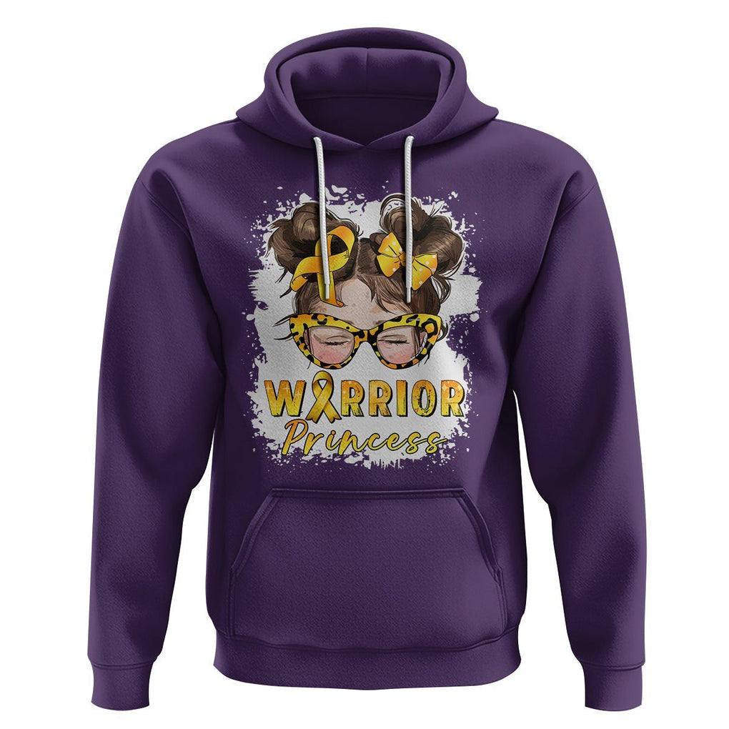 Childhood Cancer Awareness Hoodie Warrior Princess Gold Ribbon Messy Bun Girl TS02 Purple Printyourwear