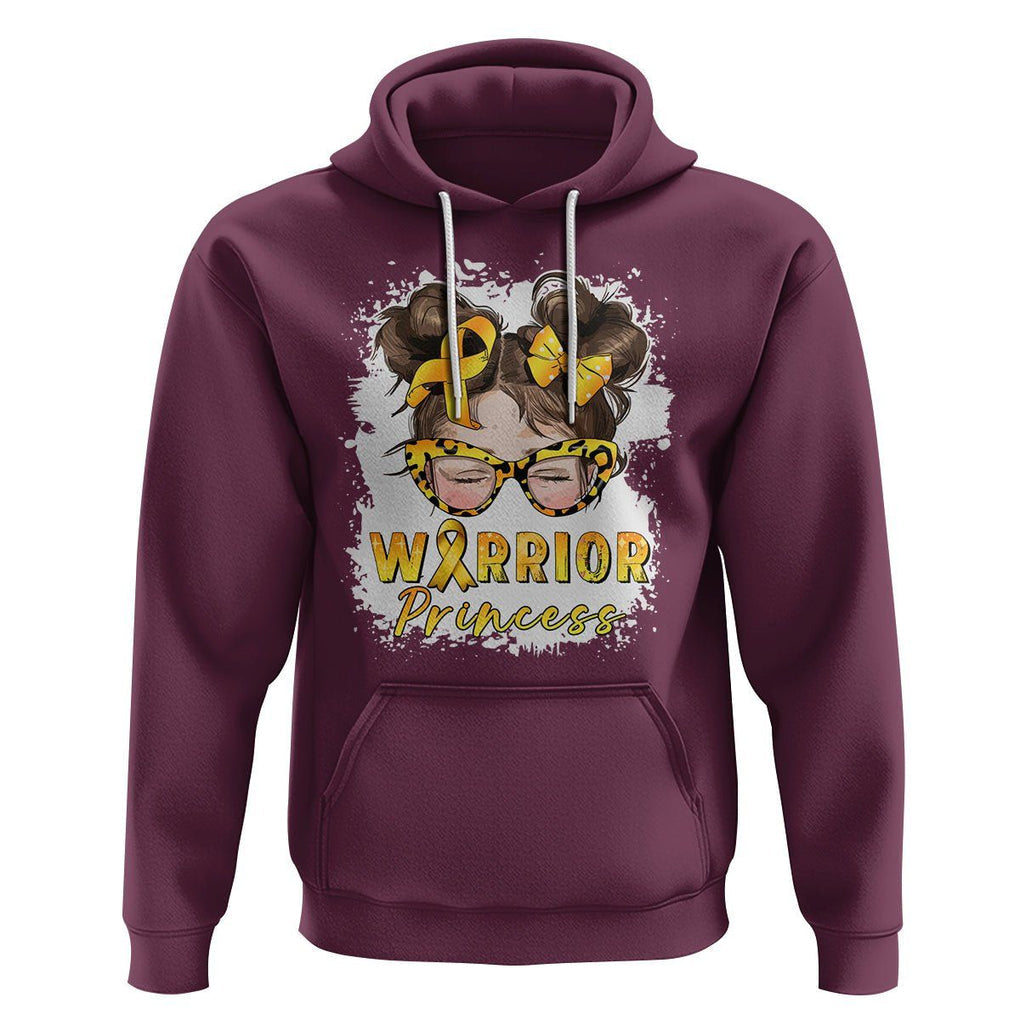 Childhood Cancer Awareness Hoodie Warrior Princess Gold Ribbon Messy Bun Girl TS02 Maroon Printyourwear
