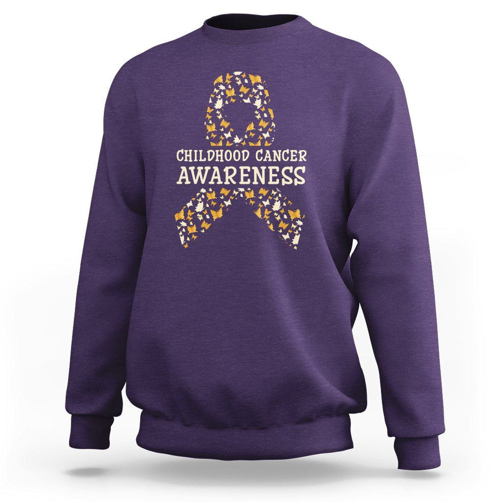 Childhood Cancer Awareness Sweatshirt Butterfly Gold Ribbon Support Raise TS02 Purple Printyourwear