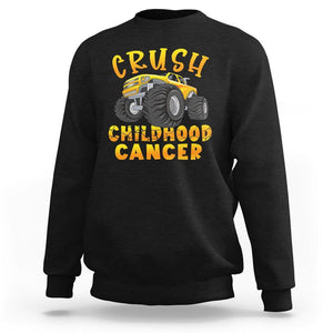 Childhood Cancer Awareness Sweatshirt Crush Childhood Cancer Monster Truck Gold Ribbon TS02 Black Printyourwear