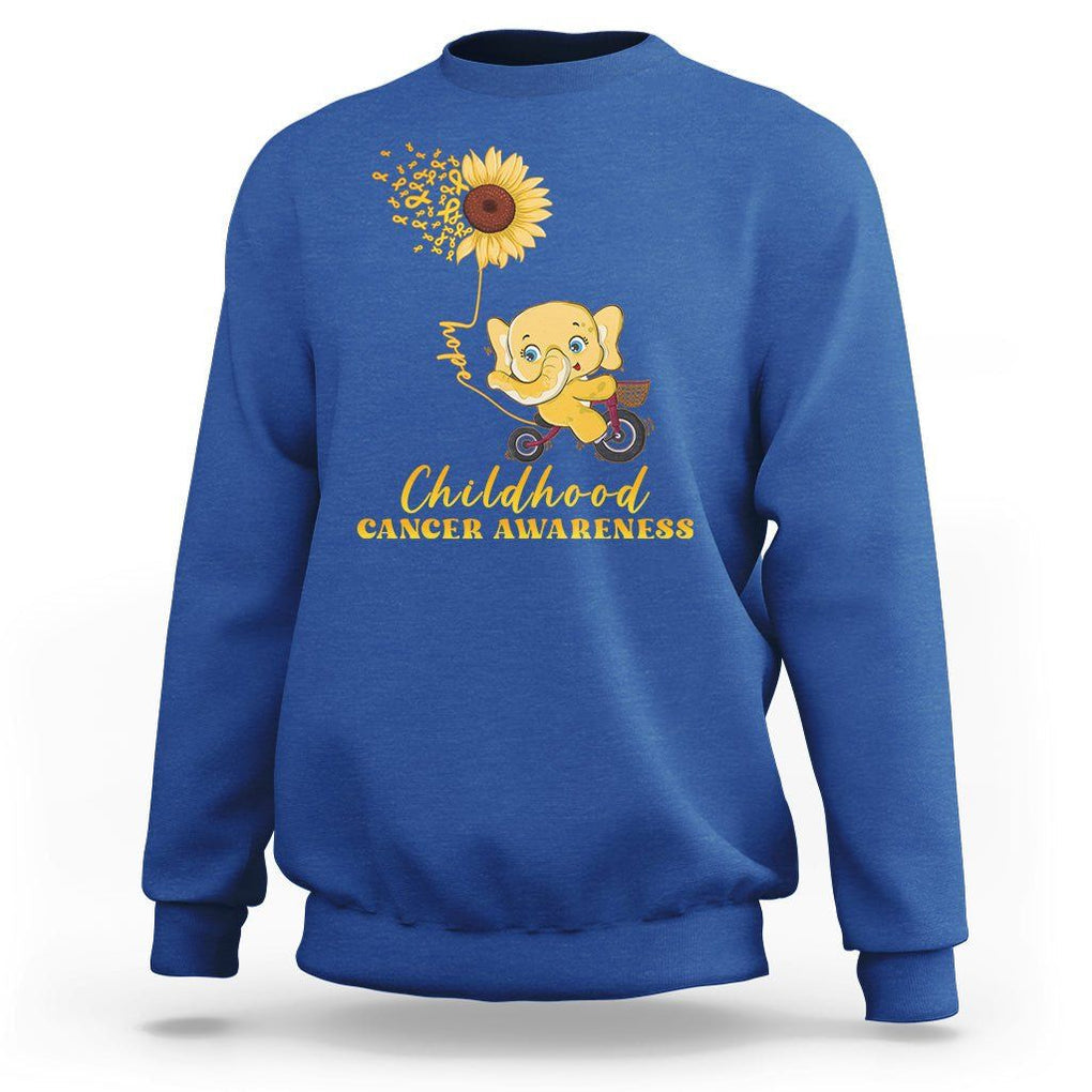 Childhood Cancer Awareness Sweatshirt Elephant Sunflower Gold Ribbon TS02 Royal Blue Printyourwear