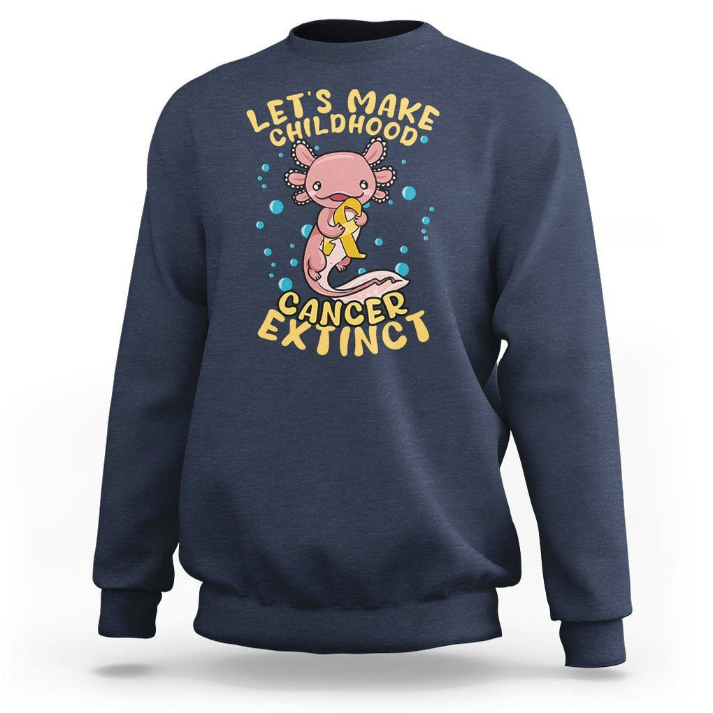 Childhood Cancer Awareness Sweatshirt Make Extinct Axolotl Pediatric Cancer TS02 Navy Printyourwear