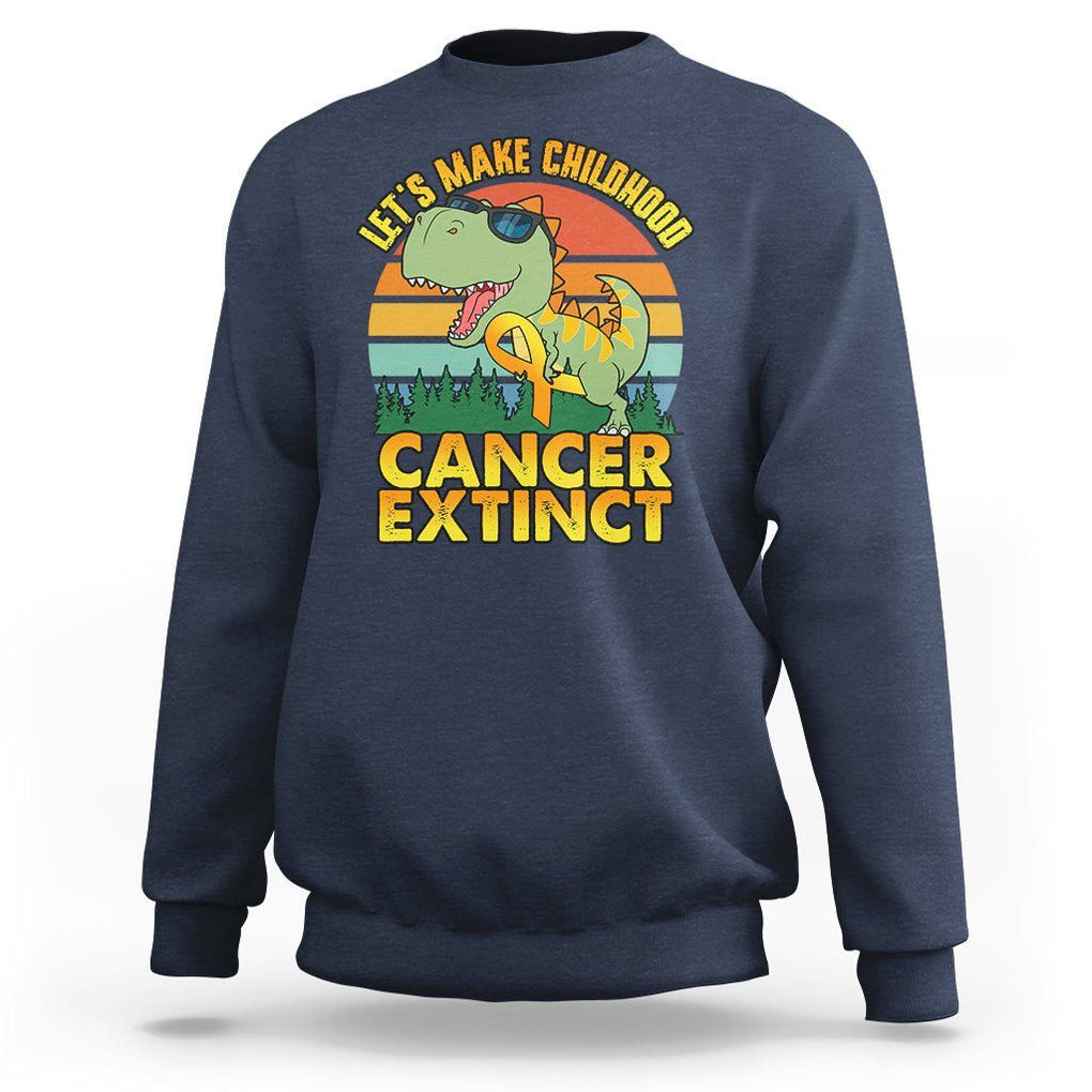 Childhood Cancer Awareness Sweatshirt Make Extinct Dinosaur Pediatric Cancer TS02 Navy Printyourwear