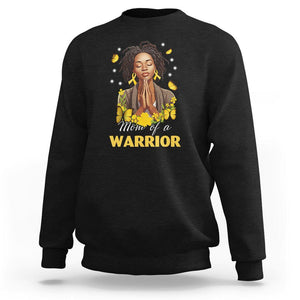 Childhood Cancer Awareness Sweatshirt Mom Of A Warrior Messy Bun Melanin Gold Ribbon Support Squad TS02 Black Printyourwear