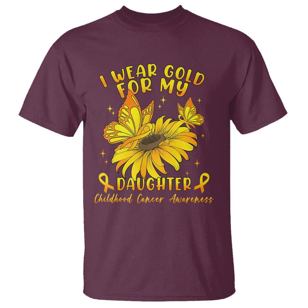 Childhood Cancer Awareness T Shirt I Wear Gold For My Daughter TS02 Maroon Printyourwear