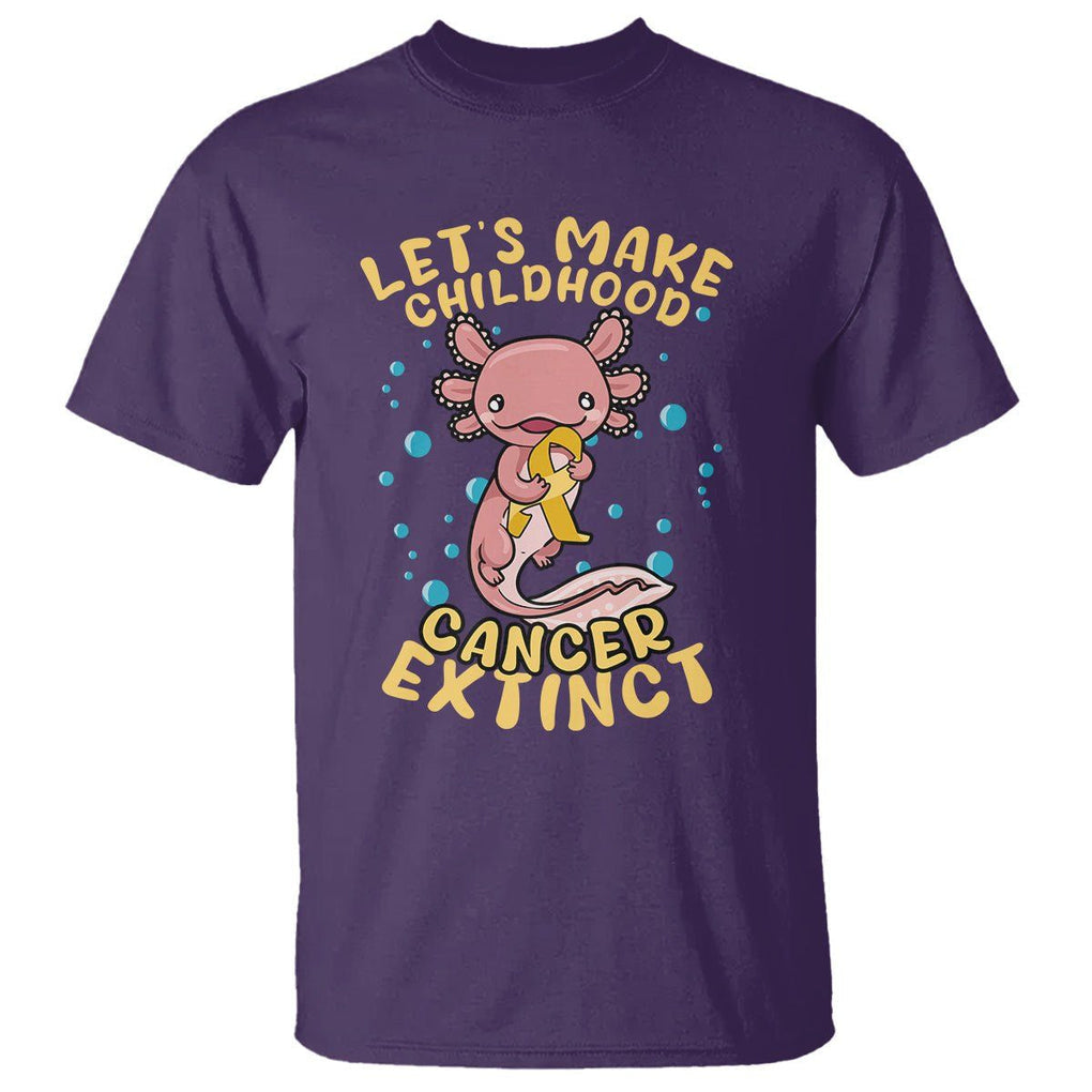Childhood Cancer Awareness T Shirt Make Extinct Axolotl Pediatric Cancer TS02 Purple Printyourwear