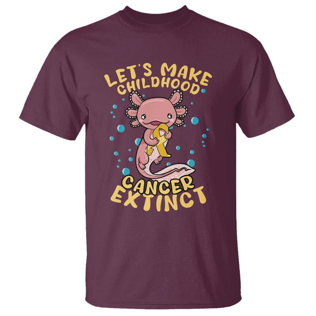 Childhood Cancer Awareness T Shirt Make Extinct Axolotl Pediatric Cancer TS02 Maroon Printyourwear