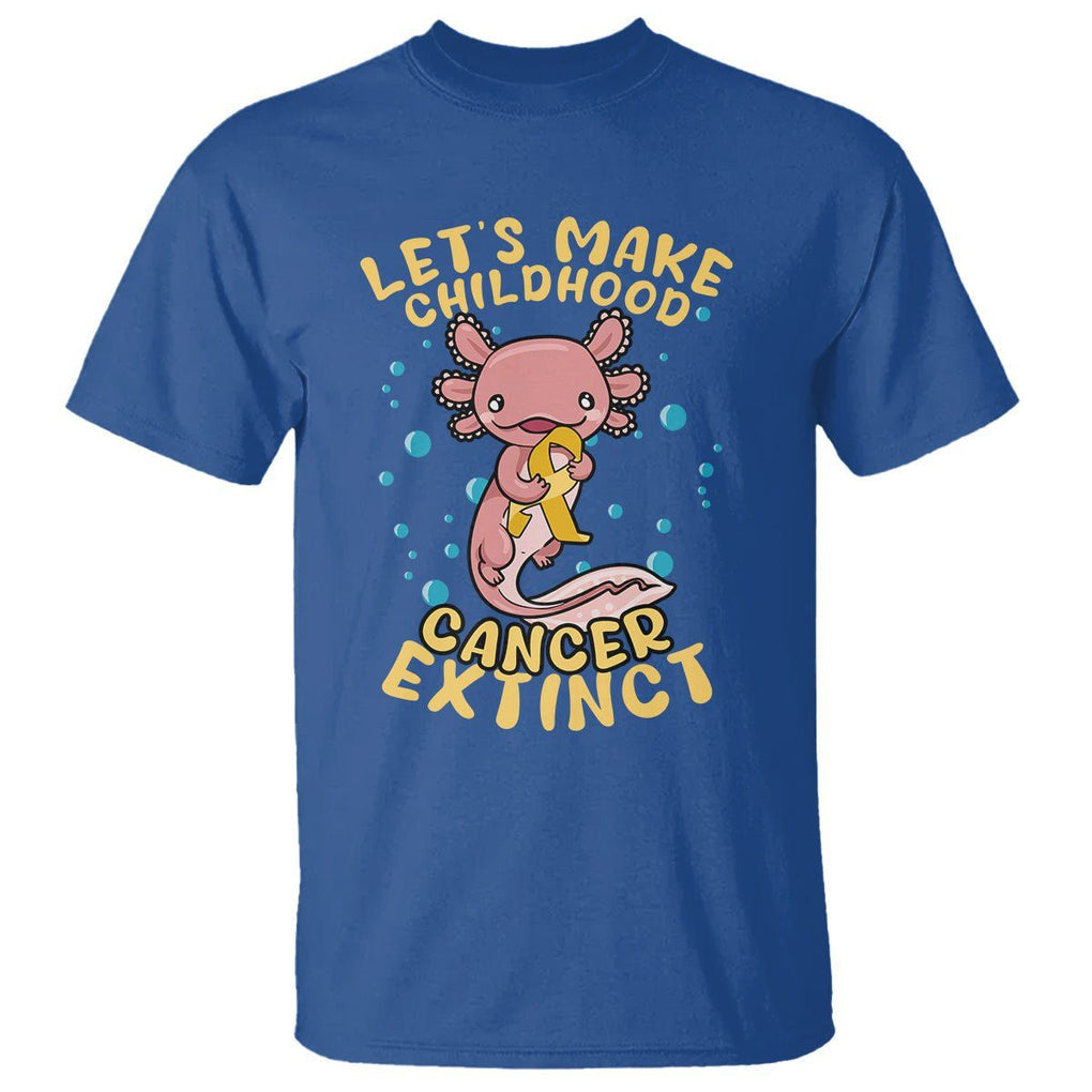 Childhood Cancer Awareness T Shirt Make Extinct Axolotl Pediatric Cancer TS02 Royal Blue Printyourwear