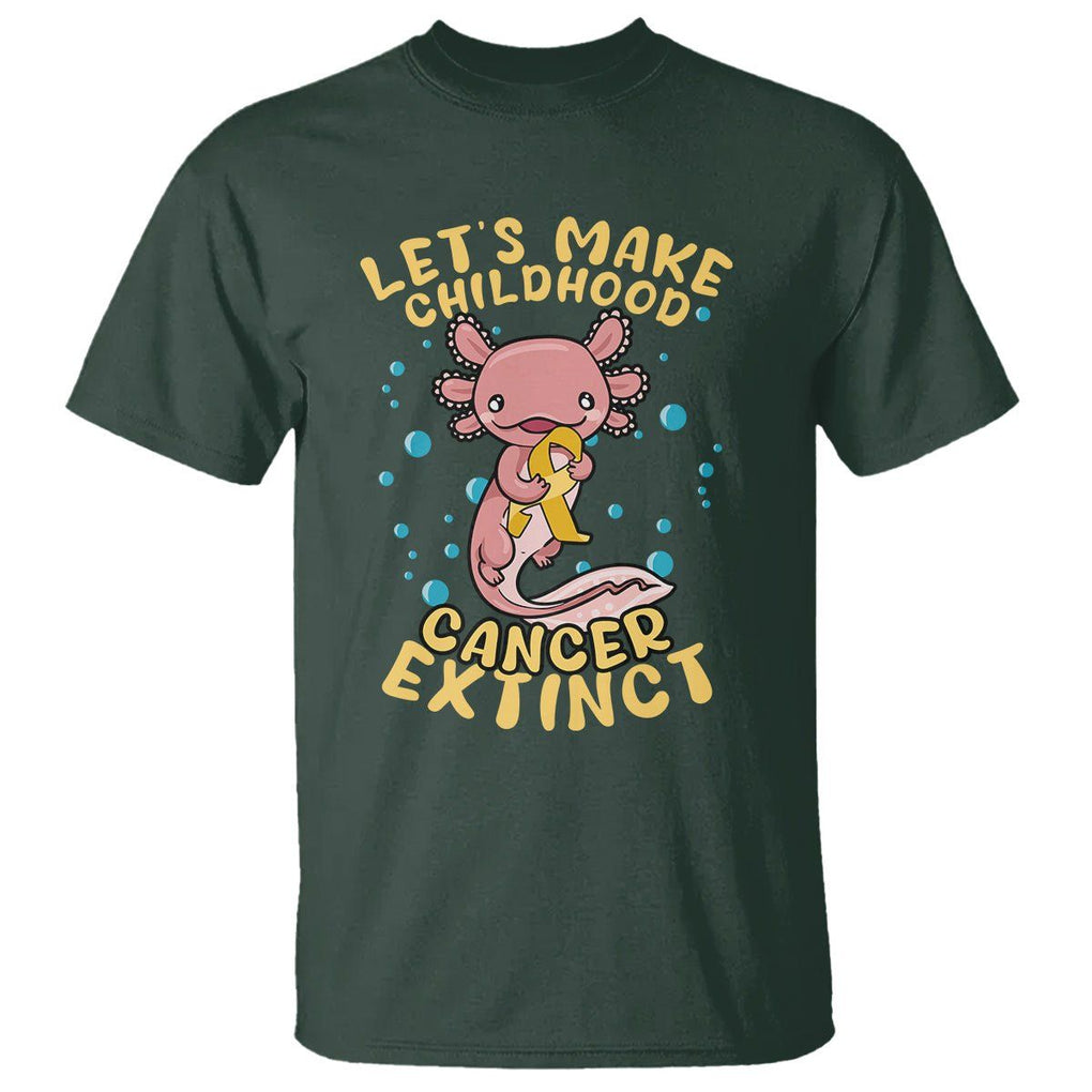 Childhood Cancer Awareness T Shirt Make Extinct Axolotl Pediatric Cancer TS02 Dark Forest Green Printyourwear