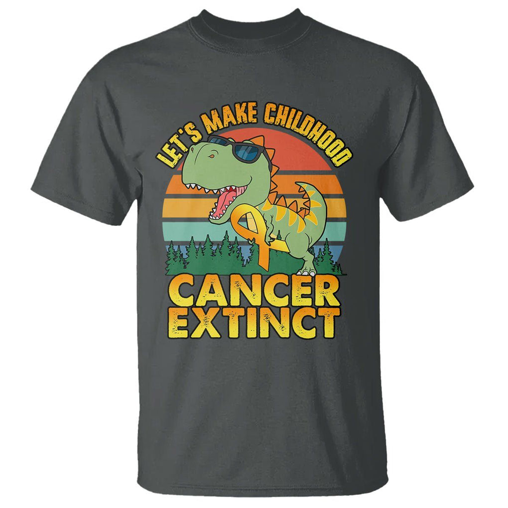 Childhood Cancer Awareness T Shirt Make Extinct Dinosaur Pediatric Cancer TS02 Dark Heather Printyourwear