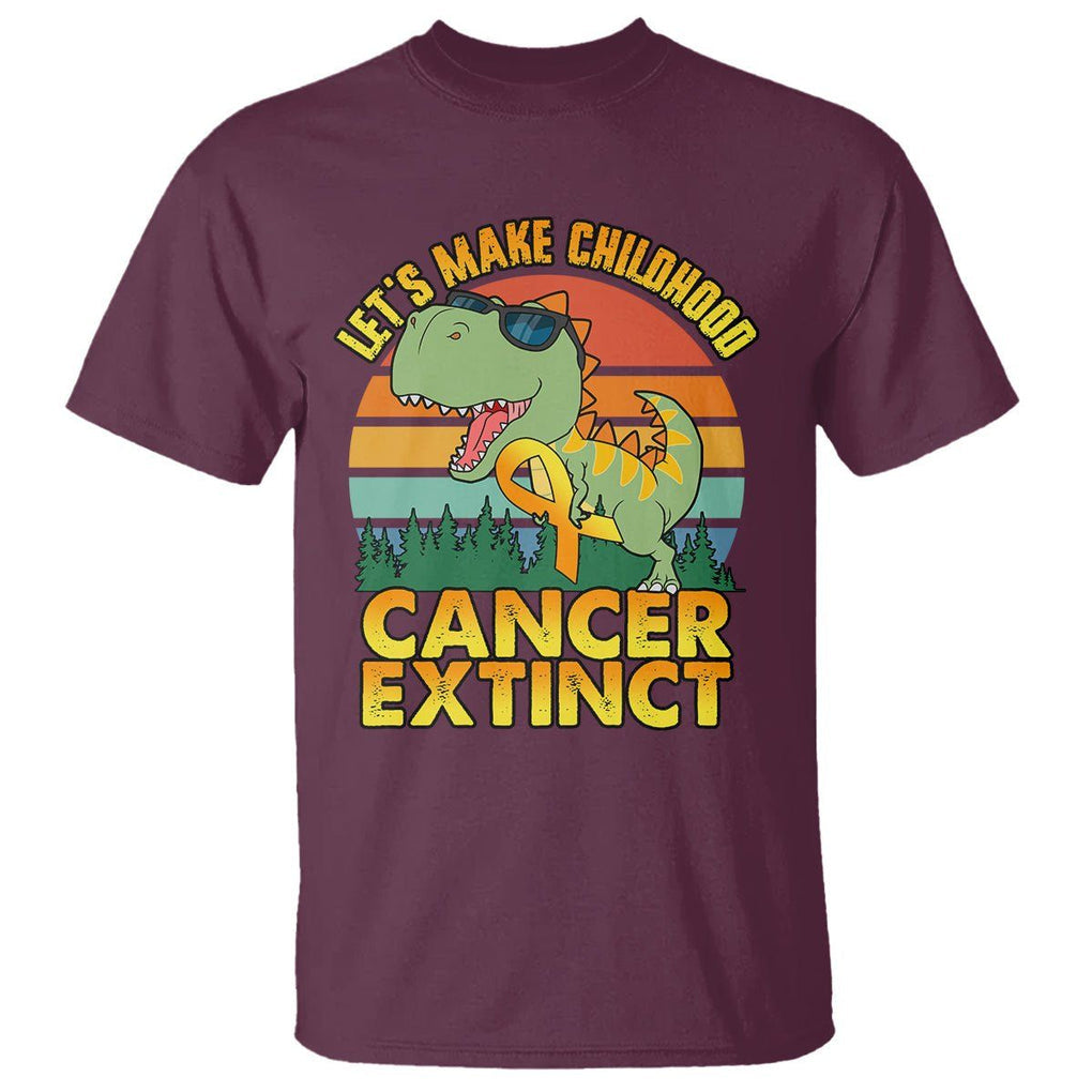 Childhood Cancer Awareness T Shirt Make Extinct Dinosaur Pediatric Cancer TS02 Maroon Printyourwear