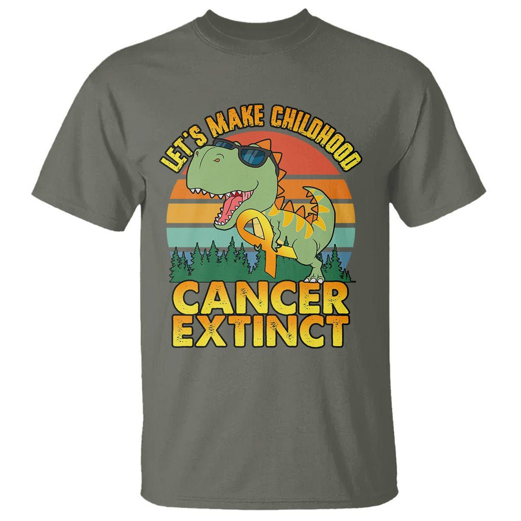 Childhood Cancer Awareness T Shirt Make Extinct Dinosaur Pediatric Cancer TS02 Military Green Printyourwear