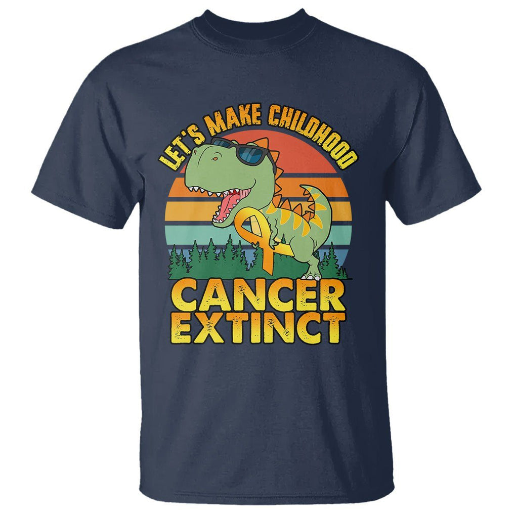 Childhood Cancer Awareness T Shirt Make Extinct Dinosaur Pediatric Cancer TS02 Navy Printyourwear