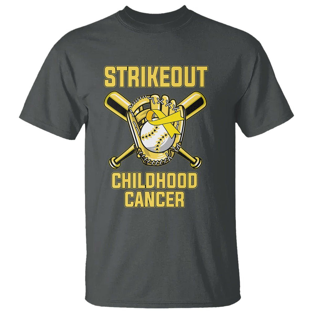 Childhood Cancer Awareness T Shirt Strikeout Childhood Cancer Baseball Support Pediatric Cancer TS02 Dark Heather Printyourwear