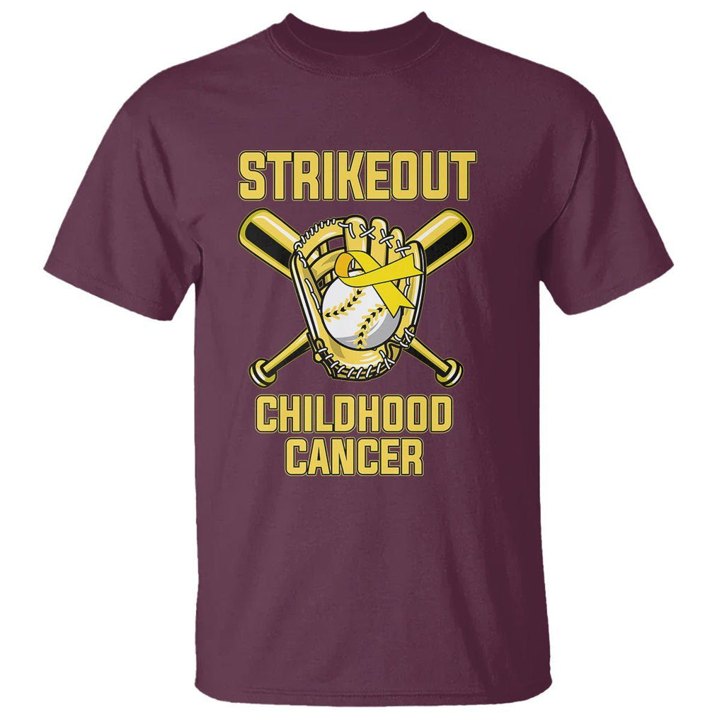 Childhood Cancer Awareness T Shirt Strikeout Childhood Cancer Baseball Support Pediatric Cancer TS02 Maroon Printyourwear