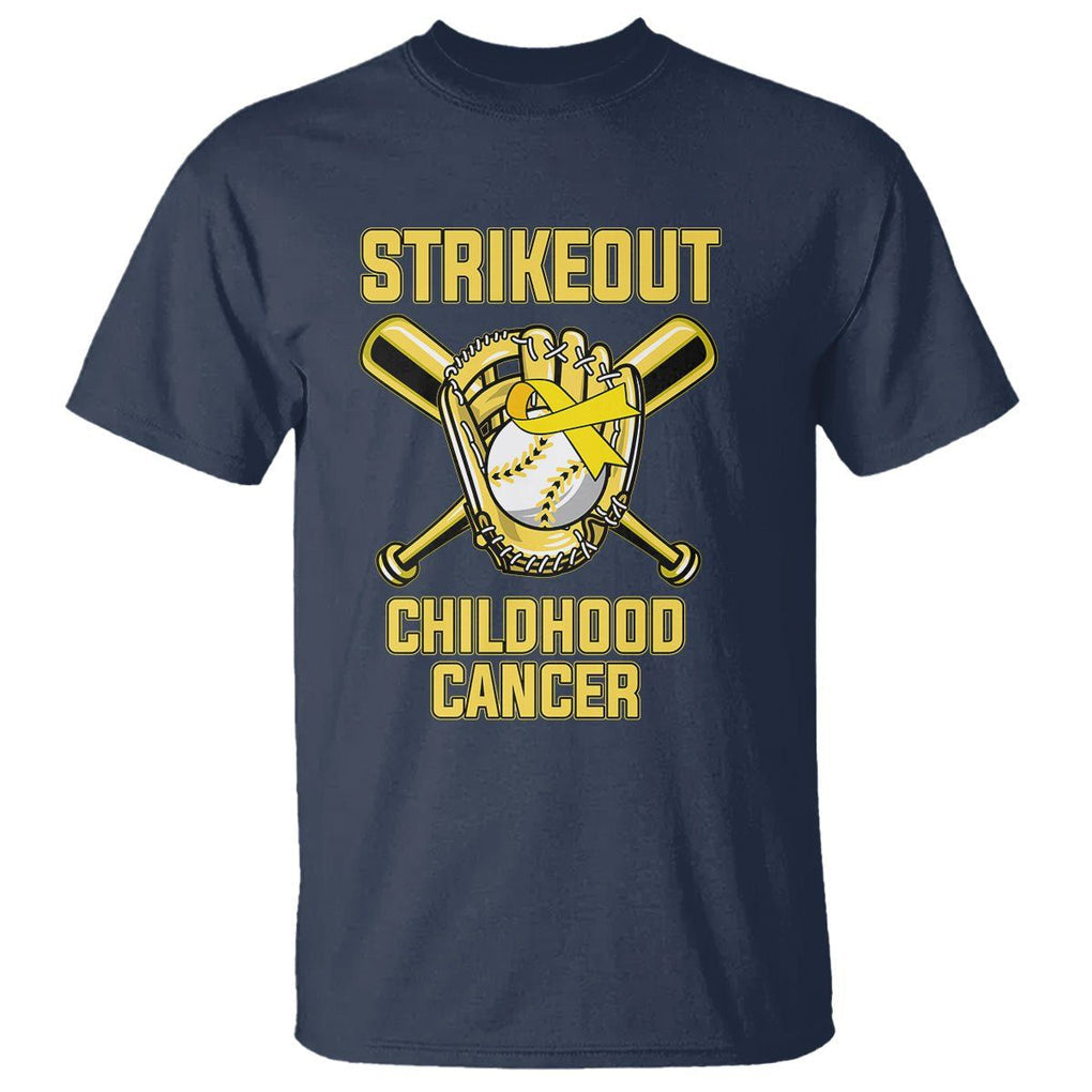 Childhood Cancer Awareness T Shirt Strikeout Childhood Cancer Baseball Support Pediatric Cancer TS02 Navy Printyourwear
