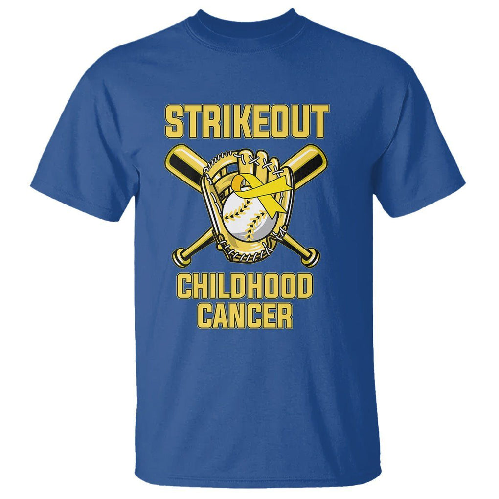 Childhood Cancer Awareness T Shirt Strikeout Childhood Cancer Baseball Support Pediatric Cancer TS02 Royal Blue Printyourwear