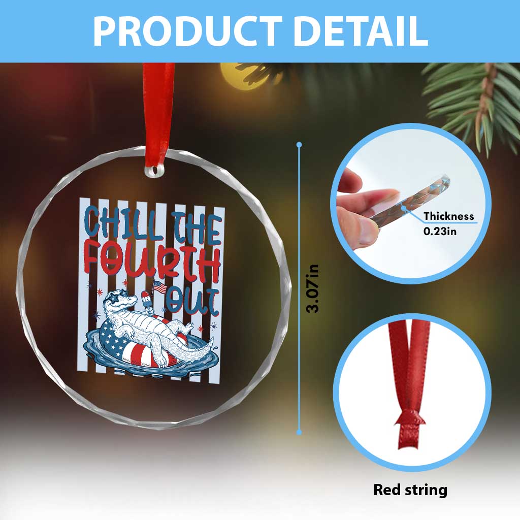 Chill The Fourth Out Crystal Glass Ornament Funny Alligator 4th Of July TS14 Print Your Wear