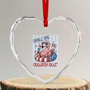 Chill The Fourth Out Heart Crystal Glass Ornament Flamerica Flamingo 4th Of July
