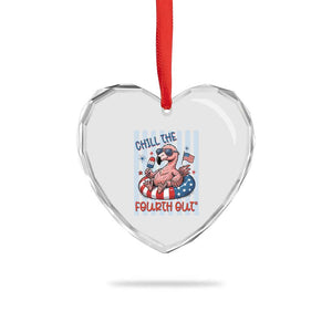 Chill The Fourth Out Heart Crystal Glass Ornament Flamerica Flamingo 4th Of July