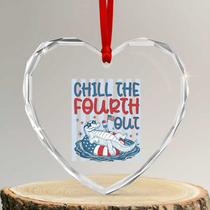 Chill The Fourth Out Heart Crystal Glass Ornament Funny Alligator 4th Of July TS14 Transparent Glass 3'' Heart Print Your Wear